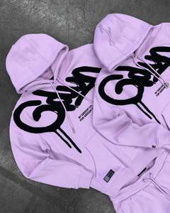 Conjunto de pantalones de sudadera GEEDUP de algodón 100% de peso pesado de alta calidad, pantalones de chándal holgados informales para hombres y mujeres con capucha con letras - Product Image 2