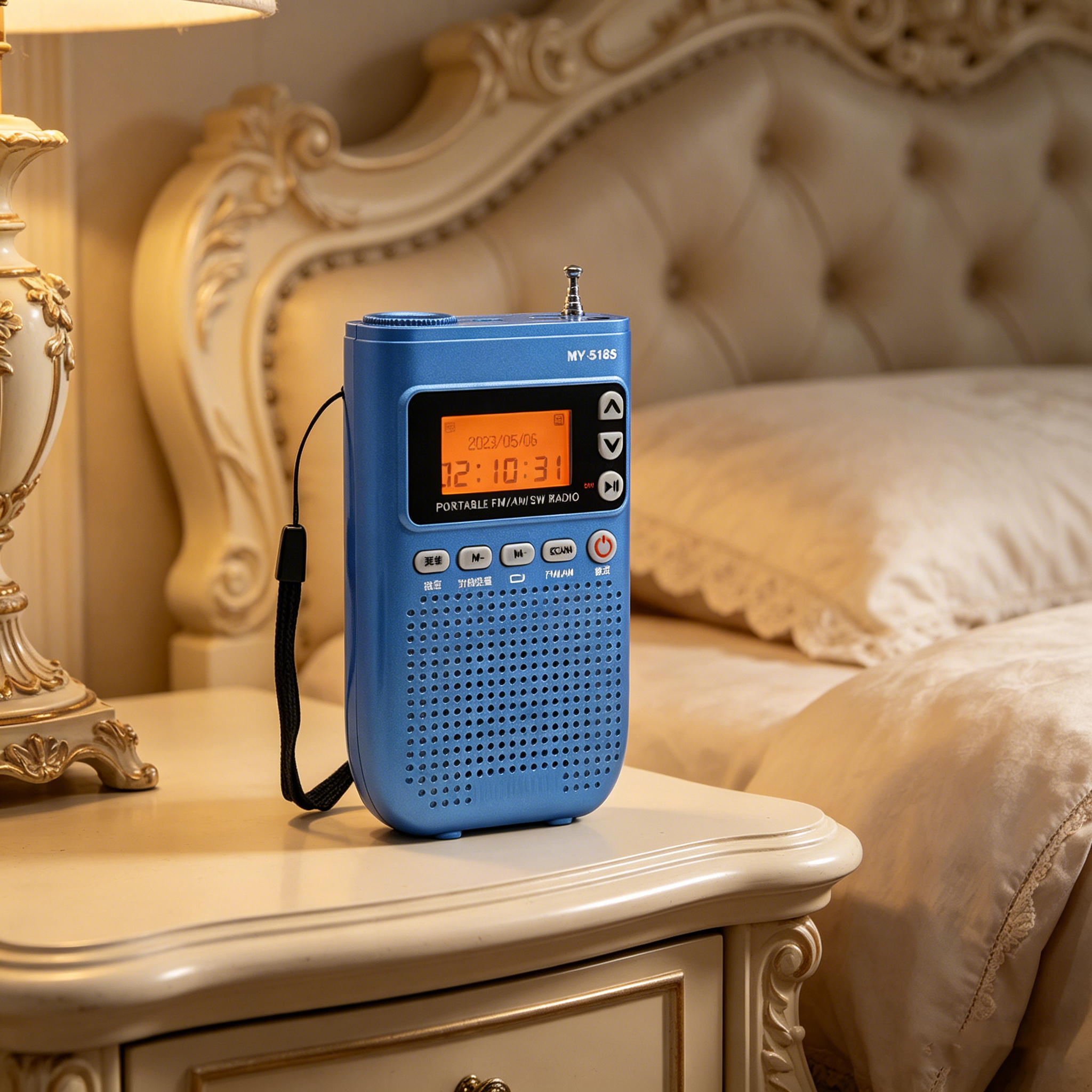 Portable Plastic AM/FM Dual-band Transmitter Radio LED Screen Built-in Speaker TF BT Player Flashlight FM Stereo 2001-3000mAh