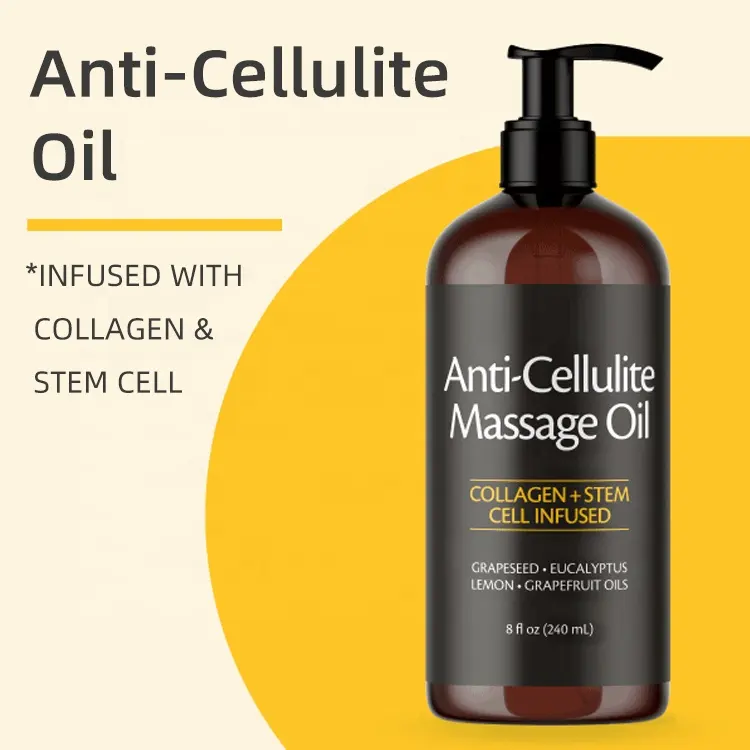 8Oz 240ml Anti Cellulite massaggio olio per la terapia di massaggio collagene e cellule staminali pelle che stringe la Cellulite crema per le donne
