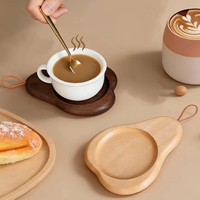 Sous-verres en bois de hêtre en forme de poire personnalisés Puselife, gravure laser du logo, support de tasse, plateau