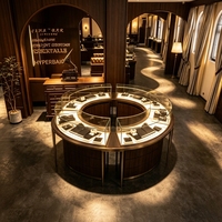 Vitrine de Luxe en Bois Massif Rétro Européen avec Éclairage LED pour Bijoux Haut de Gamme et Objets de Collection