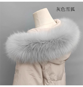 Invernale con collo in pelliccia di vera volpe da donna cappuccio lungo cappotto grande procione - Product Image 4