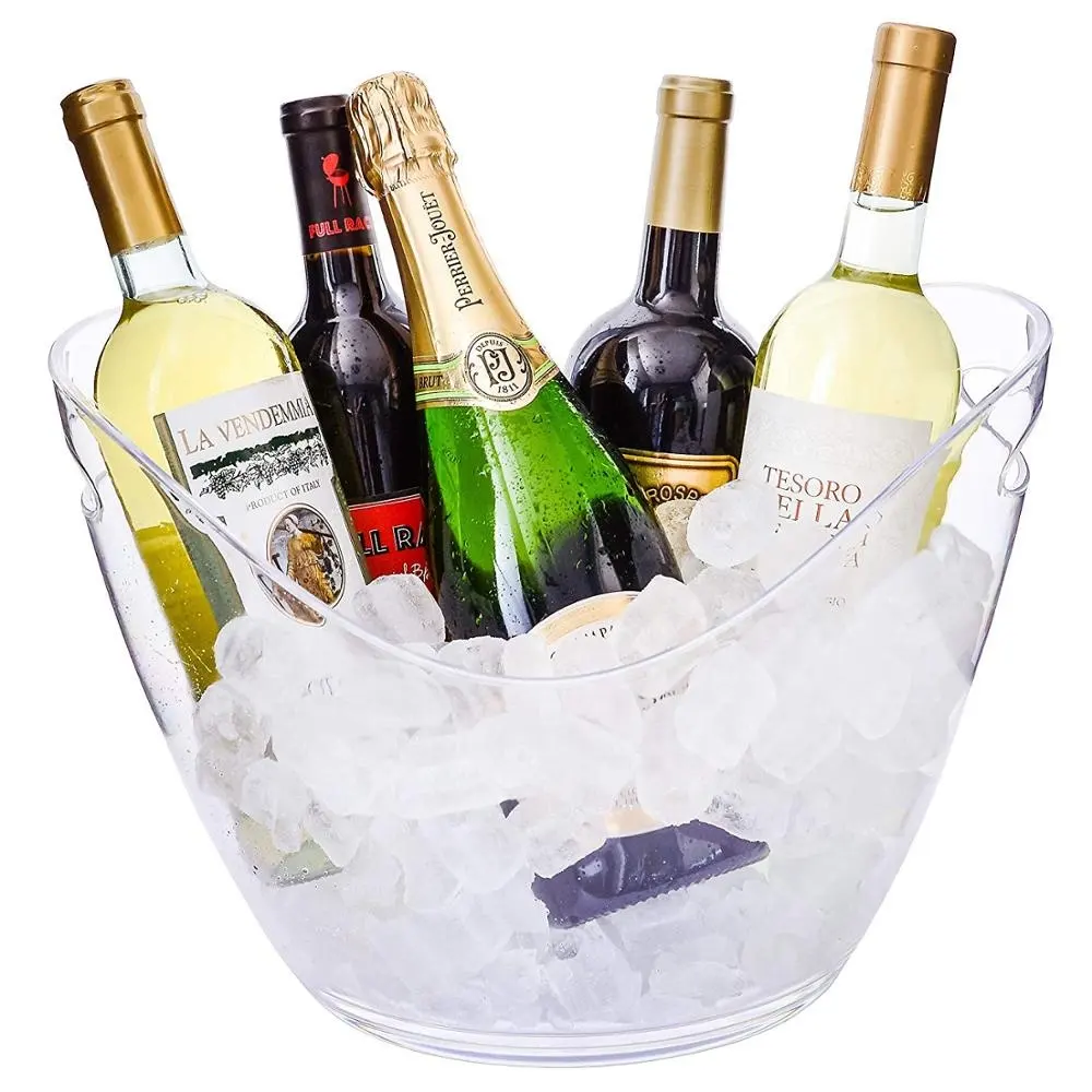 best selling 8 Liter large Plastic Clear Acrylic champagne Ice Bucket with handle
