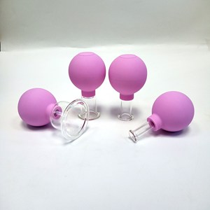 4 buah Set bekam kaca silikon, Set gelas bekam silikon pijat, penyedot vakum CE untuk mata, cangkir pijat wajah - Product Image 6