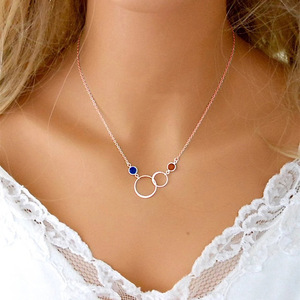 Collana Minimalista con Doppio Cerchio per Donne, Gioielli di Moda con Micro Pavé - Product Image 4