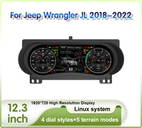 Tableau de bord numérique de 12,3 pouces pour Jeep Wrangler JL 2018-2022, écran LCD de tableau de bord, mise à niveau du cockpit