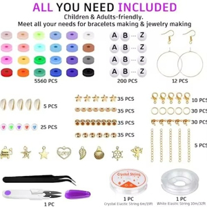 6000 pièces de perles en argile polymère de 24 couleurs, perles Heishi avec pendentifs, kit de fabrication de bijoux pour jouets - Product Image 2