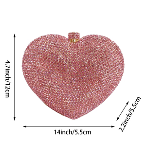 Heart Shape Crystal Evening Bag for Women Glitter Mini Rhinestones <b>Clutch</b> Purse <b>Wedding</b> Party Shoulder Bag - Product Image 6