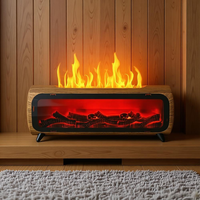 Humidificateur d'ambiance 3D à effet de flamme de cheminée, imitation charbon et grain de bois, avec lampe colorée