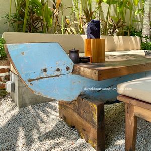 Mesa de centro Boat CT Top Color con un elegante diseño de madera antigua, compacta, de 45x45x45 CM, perfecta para entornos exteriores con estilo. - Product Image 5