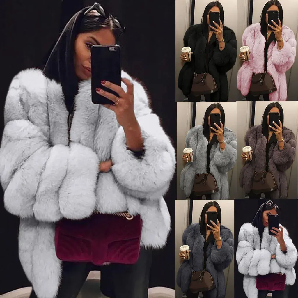 Wholesale Custom Best Selling 2023 New Style Fox Fur Winter Coat Fashion Women's Wear Fake Faux Fox Fur Women Coat