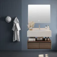 Шкаф для ванной комнаты с двойной раковиной и зеркалом