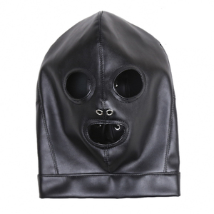 PU Open <span class=keywords><strong>Mouth</strong></span> Eye Leder maske 3 Löcher Leder masken Leder Kopf bedeckung - Product Image 4