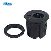 Enchufe de escritorio empotrado redondo con doble USB y toma de corriente de 20W con carga rápida tipo C para mesa de sofá, estándar europeo