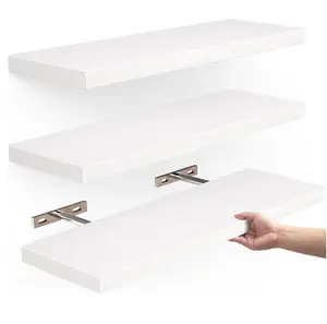 3 Set Witte Drijvende Planken Muur Decor Grote Diepe Muur Gemonteerde Planken Voor Badkamer Handdoeken