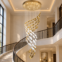 Lustre moderne doré carré/œuf allongé, sur mesure pour projets d'ingénierie, villa, escalier, hall d'hôtel, hauteur réglable, économe en énergie