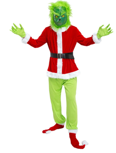Conjunto <span class=keywords><strong>de</strong></span> Disfraz Cosplay del <span class=keywords><strong>Grinch</strong></span>, <span class=keywords><strong>Traje</strong></span> <span class=keywords><strong>de</strong></span> Poliéster para Adulto con Máscara, Atuendo <span class=keywords><strong>de</strong></span> Pelo Verde para Fiestas <span class=keywords><strong>de</strong></span> Navidad y Festividades - Product Image 2