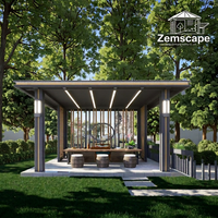 Pavillon de luxe à persiennes 3x4, persiennes latérales manuelles et électriques en aluminium, traitement de pression des persiennes réglables, bois naturel