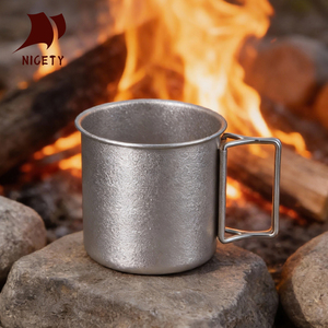 390ml 450ml Gelas Minum <span class=keywords><strong>Titanium</strong></span> Ringan Peralatan Minum <span class=keywords><strong>Titanium</strong></span> dengan Pegangan Lipat - Product Image 2