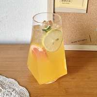 Verre à boire hexagonal transparent pour jus et café – Tumbler élégant pour fêtes et usage quotidien