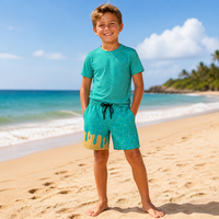 Shorts de bain imprimés personnalisés pour jeunes garçons, séchage rapide, avec cordon de serrage et taille élastique, pour la plage, le surf et la natation, vente en gros
