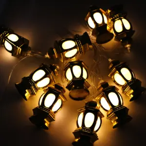 10LED 5.5cm golden party decoration accessories lantern Iftar Mubarak ramadan led lights for garden string