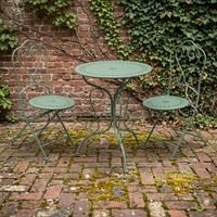 Ensemble de meubles de jardin en fer forgé à roulettes pour la maison, le jardin et la terrasse, ensemble de bistrot pliable de loisirs, 1 table et 2 chaises, design antique, intérieur