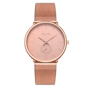 WJ-8748 Mode 2019 Männer Analog Handgelenk Quarz Mix Farbe Rose Gold 2 Gesicht Mesh Stahl Uhr