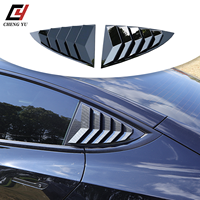 Accessoires automobiles directement de l'usine : Cache-fenêtre latérale arrière en ABS, aspect carbone noir brillant, pour Tesla Model 3 Model Y