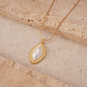 Collar de Perlas Artificiales con Forma de Gota de Agua para Mujer, Acero Inoxidable 304, Chapado al Vacío, Cadena de Cable Resistente a la Decoloración - Product Image 4