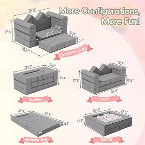 Sofá de juego infantil personalizado, sofá de piso segmentado, tapete combinable de bloques de construcción grandes para niños - Product Image 3