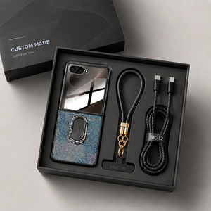 เคสโทรศัพท์พับได้ทันสมัยพร้อมขาตั้งแบบวงแหวนและสายดาต้าสำหรับ Galaxy Z Flip Series MHC-20 IMC-12 ชุดของขวัญ - Product Image 4