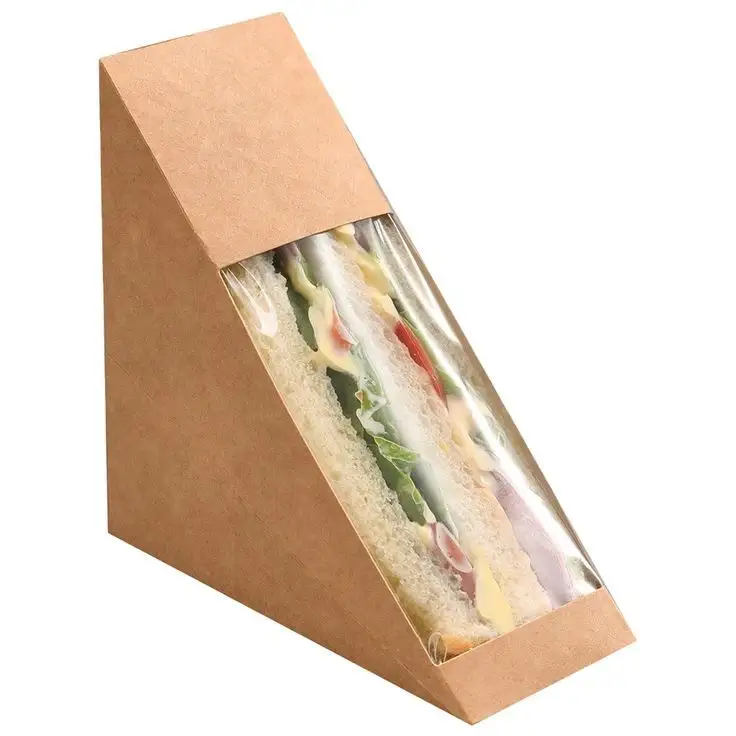 Neue dreieckige Sandwich-Papierbox sichtbares durchsichtiges Fenster Backwarenverpackung Kuchenbox