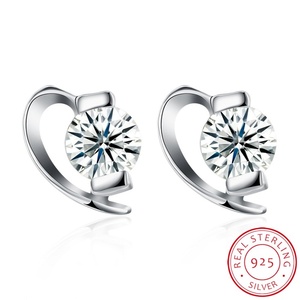 Pendientes de Botón de Plata de Ley 925 de Alta Calidad para Mujer, Diseño Moderno de Primavera, Chapados en Rodio, con Circonita Elíptica Geométrica - Product Image 2