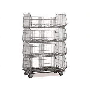 MAZZEO GIOCATTOLI 4 <b>Shelf</b> <b>Basket</b> <b>with</b> Wheels 156X90X53 Cm Storage Rack for Warehouse Use Italy - Product Image 2