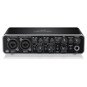 Carte son Behringer UMC204 Audiophile, interface <span class=keywords><strong>audio</strong></span>/MIDI USB 2 entrées 4 sorties, préamplis micro Midas pour enregistrement sur ordinateur et guitare. - Product Image 3