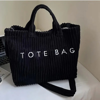 Sac à main femme en velours côtelé 2025, grande capacité, nouvelle collection automne, tendance, avec lettres et étoiles, sac à bandoulière en polyester