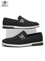 Chaussures décontractées d'été pour hommes, style mocassins en tricot, avec logo personnalisé, OEM ODM, faible MOQ, en tissu respirant, à enfiler, semelle en caoutchouc, 3 couleurs, vente en gros