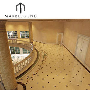 Vestíbulo del Hotel pisos de mármol de lujo Grand escalera hecho <span class=keywords><strong>Crema</strong></span> Marfil Carrara pisos de mármol de chorro de agua de medallón - Product Image 3