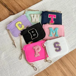 Girl Coin Wallet Mini Cute Water Resist Nylon Purse Keychain Metal Chain Anti-lose Bag Colorful Costomzation Logo Bag For Women