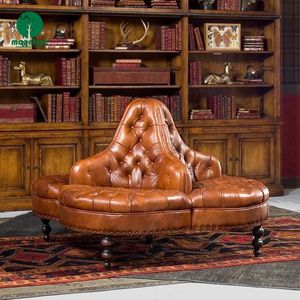 Moontree stile americano retrò Hotel Lounge rotondo <span class=keywords><strong>divano</strong></span> <span class=keywords><strong>grigio</strong></span> centro commerciale Area di attesa per il tempo libero <span class=keywords><strong>divano</strong></span> in pelle - Product Image 2