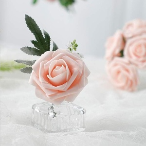 CS Spot Vente en gros 25 pièces Roses artificielles en mousse Couleur violet rouge bleu avec tiges et feuilles pour décorations de mariage Saint-Valentin Nouveau cadeau - Product Image 4