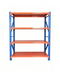 Scaffale a 3-4 Ripiani con Altezza Regolabile, Facile Installazione, in Acciaio Arancione <span class=keywords><strong>e</strong></span> Blu per Uso in Magazzino - Product Image 4