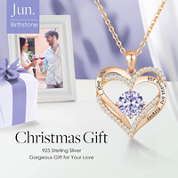 Collier pendentif cœur double délicat en rubis, pierre de naissance colorée du zodiaque, en argent sterling 925 plaqué or rose 18 carats