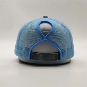 Custom High Quality 100% Pigment Wash Cotton Printed Patch <b>Grey</b> Distressed Ponytail <b>Baseball</b> <b>Caps</b> Hat - Product Image 4