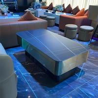 Table de bar multifonctionnelle haut de gamme en verre trempé et acier inoxydable pour KTV, table basse avec éclairage LED coloré, usage commercial