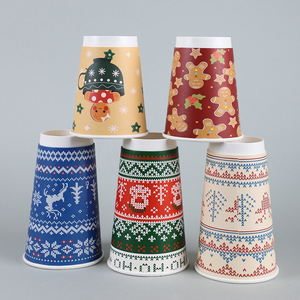 Bán Buôn Tùy Chỉnh Chất Lượng Cao Phân Hủy Sinh Học Cà Phê Trà Cốc Giấy Bên Ly Duy Nhất OEM ODM Giáng Sinh Thực Phẩm Đồ Uống Bao Bì - Product Image 3