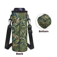 Sac de transport portable pour bouteille d'eau avec imprimé botanique tropical feuilles de coco pour les voyages et la randonnée