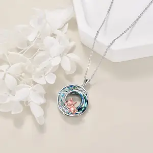 Jewelry Gifts Women Unique Animal Style 925 Sterling Silver Bulldog Crystal Pendant Necklace