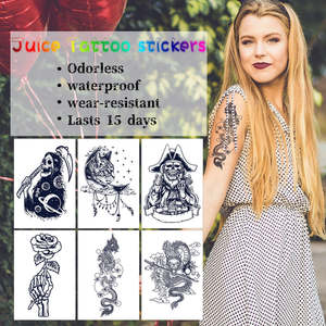 Personnalisé Mignon Crâne <span class=keywords><strong>Serpent</strong></span> Fleur <span class=keywords><strong>Bras</strong></span> Dernier 15 Jours Autocollants De <span class=keywords><strong>Tatouage</strong></span> Semi-permanents Art Corporel Temporaire Jus De <span class=keywords><strong>Tatouage</strong></span> Autocollants - Product Image 2